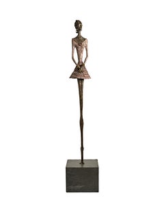 Daiquiri (bronze resin) - contemporary tall figure female fashion sculpture 
