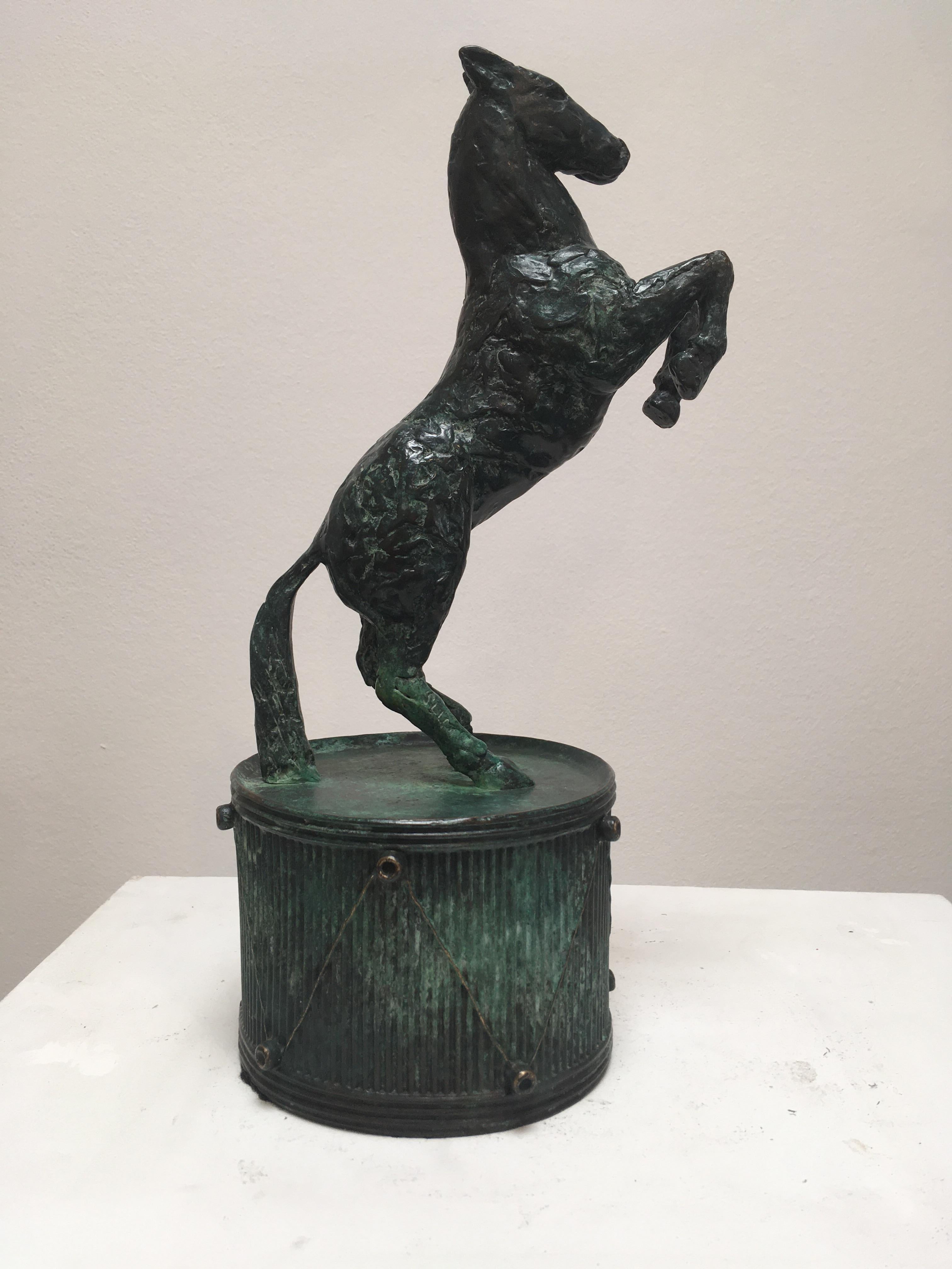 Drum Horse - contemporary animal horse drum bronze sculpture  - Contemporary Sculpture by Sara Ingleby-Mackenzie