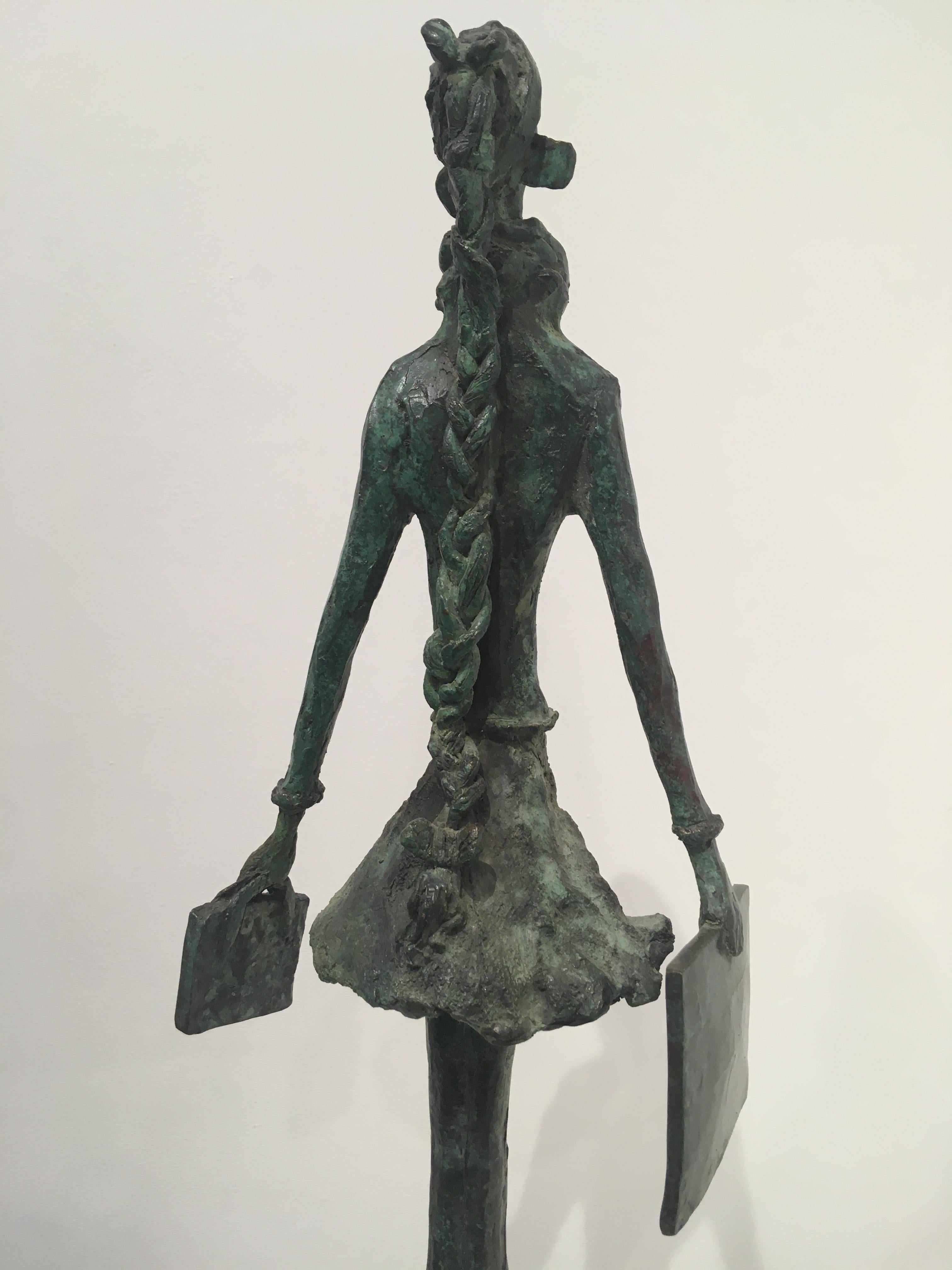 Great Expectations - contemporary figurative female fashion bronze sculpture  - Contemporary Sculpture by Sara Ingleby-Mackenzie