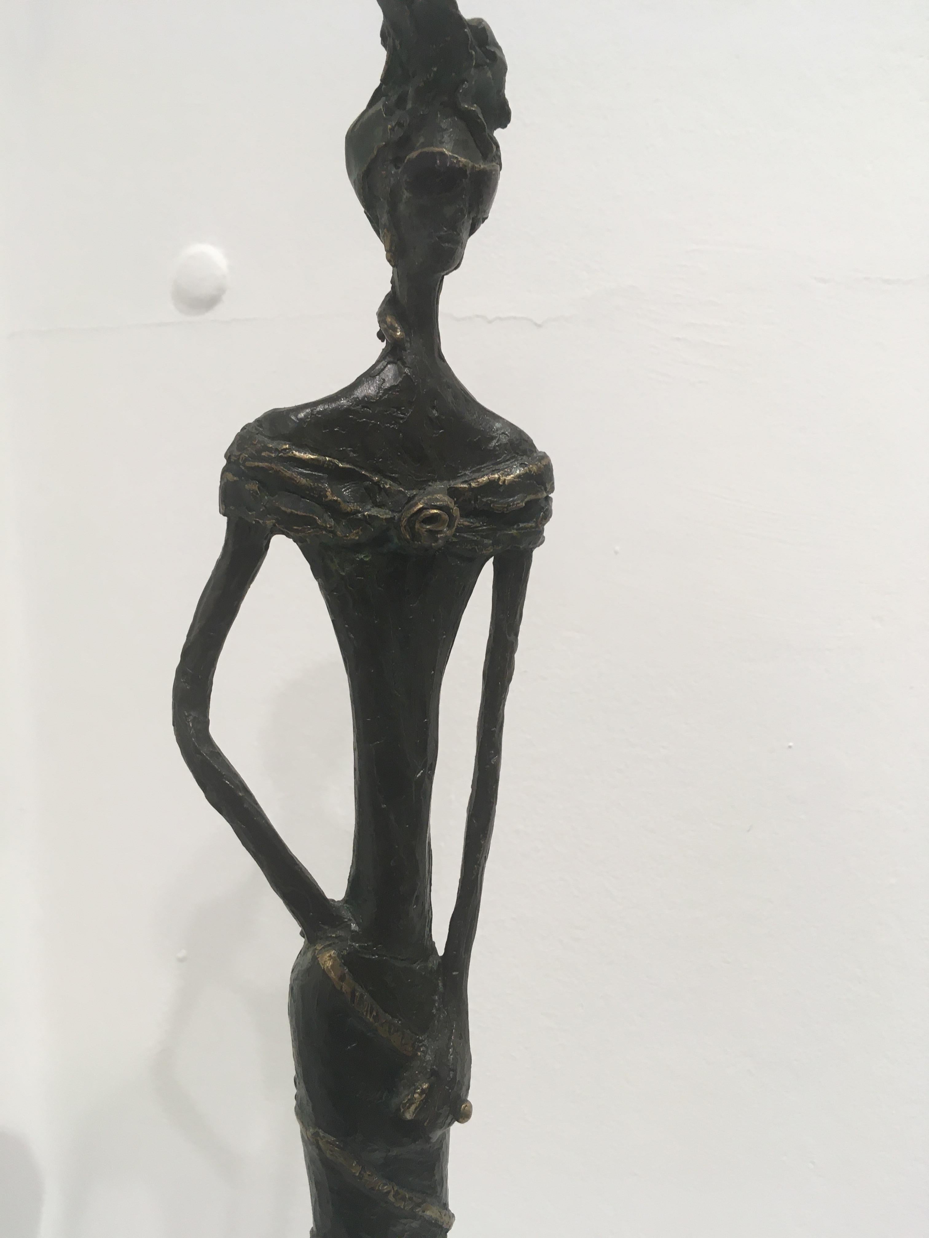 High Maintenance - slim figurative fashion female bronze statue - Contemporary Sculpture by Sara Ingleby-Mackenzie