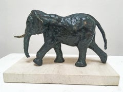 Used Long March - contemporary animal elephant bronze sculpture Portland stone base