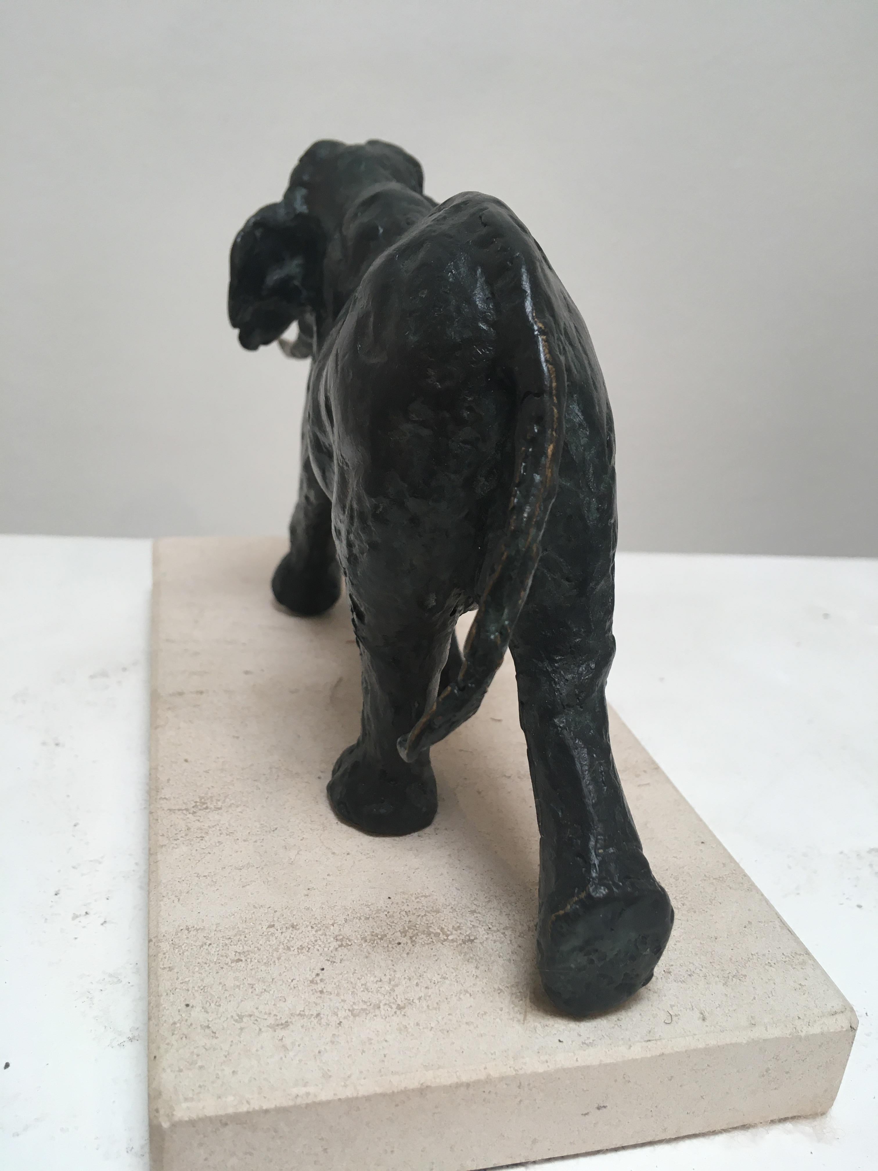 Long March - contemporary animal elephant bronze sculpture Portland stone base - Contemporary Sculpture by Sara Ingleby-Mackenzie