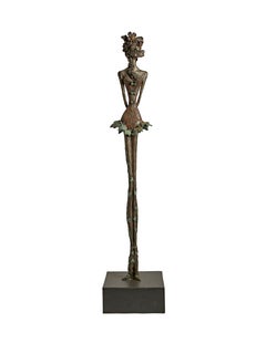 Poison Ivy - contemporary sculpture bronze resin tall standing woman figure