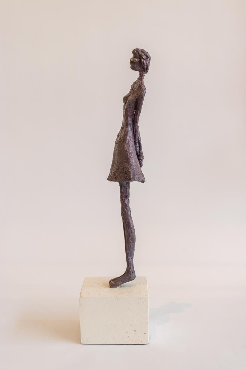 Puddings - colourful slim fashion female figure bronze statue stone pedestal For Sale 1