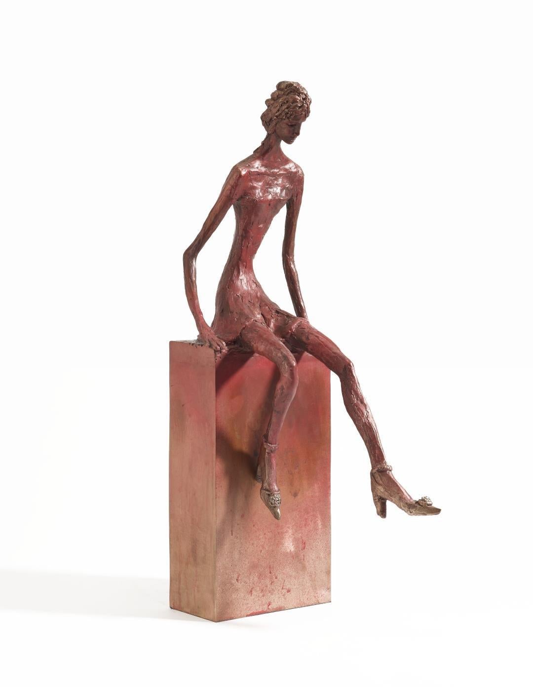 Sara Ingleby-Mackenzie Figurative Sculpture - Saturday Night with Jimmy Who? - slim figurative bronze statue