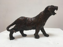 Tiger Tiger - contemporary animal tiger bronze sculpture