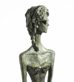 Uptown Girl - slim figurative female bronze statue