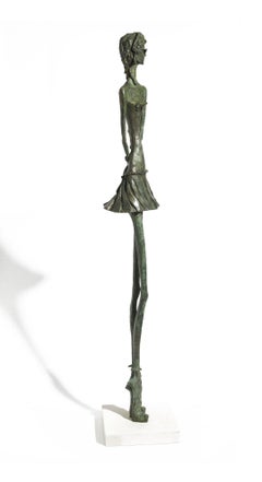 Uptown Girl - slim figurative female bronze statue