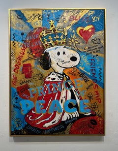 Sara Kissing, "Prince of Peace", 40x30 Snoopy Pop Art Graffiti Mixed Media