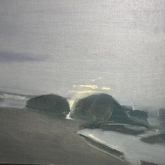 Sara MacCulloch "Fog sunrise at crystal crescent" 2025, huile sur carton