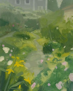 Sara MacCulloch "Jardin sous la pluie, Castine" 2025 huile sur toile
