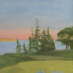 Sara MacCulloch - « Sunset at the big house » - Peinture de paysage à l'huile sur panneau