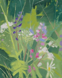 Sara MacCulloch „Wildblumen in Gusseisen“, Öl auf Leinwand, Landschaftsgemälde