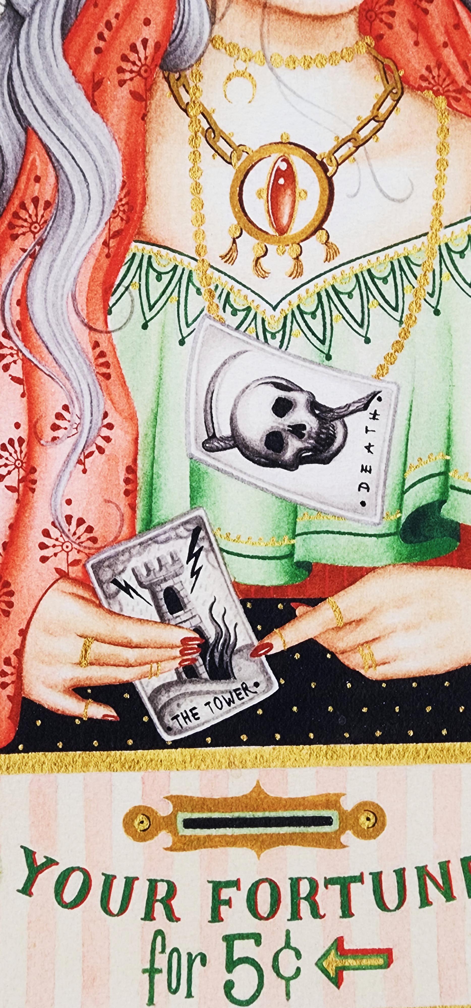 Tarot Reader (~50% OFF LIST PRICE - LIMITED TIME ONLY) - Beige Figurative Print by Sara Rosa Corazon