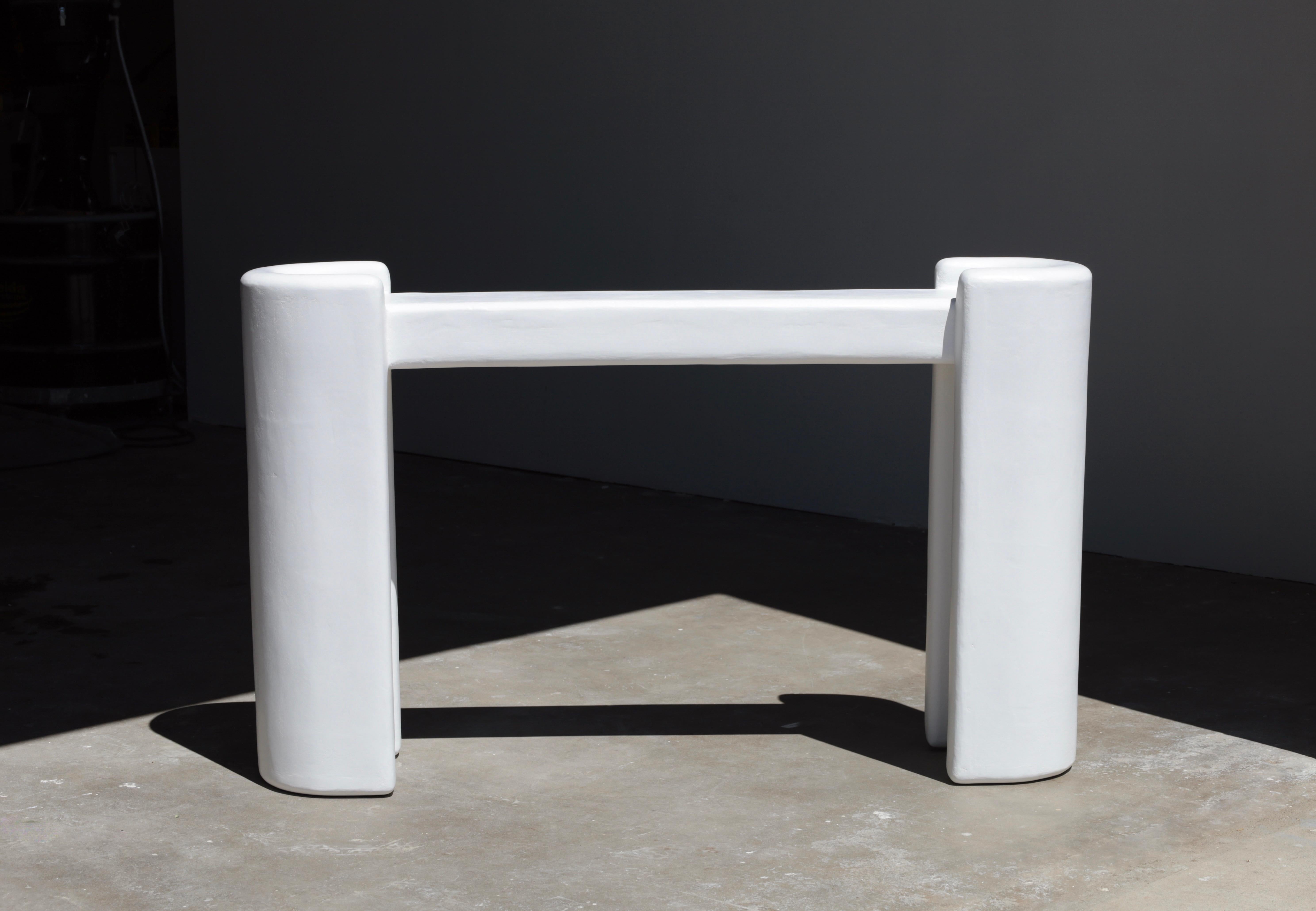 Hand-Crafted sara sculptural plaster console in salt by öken house studios For Sale