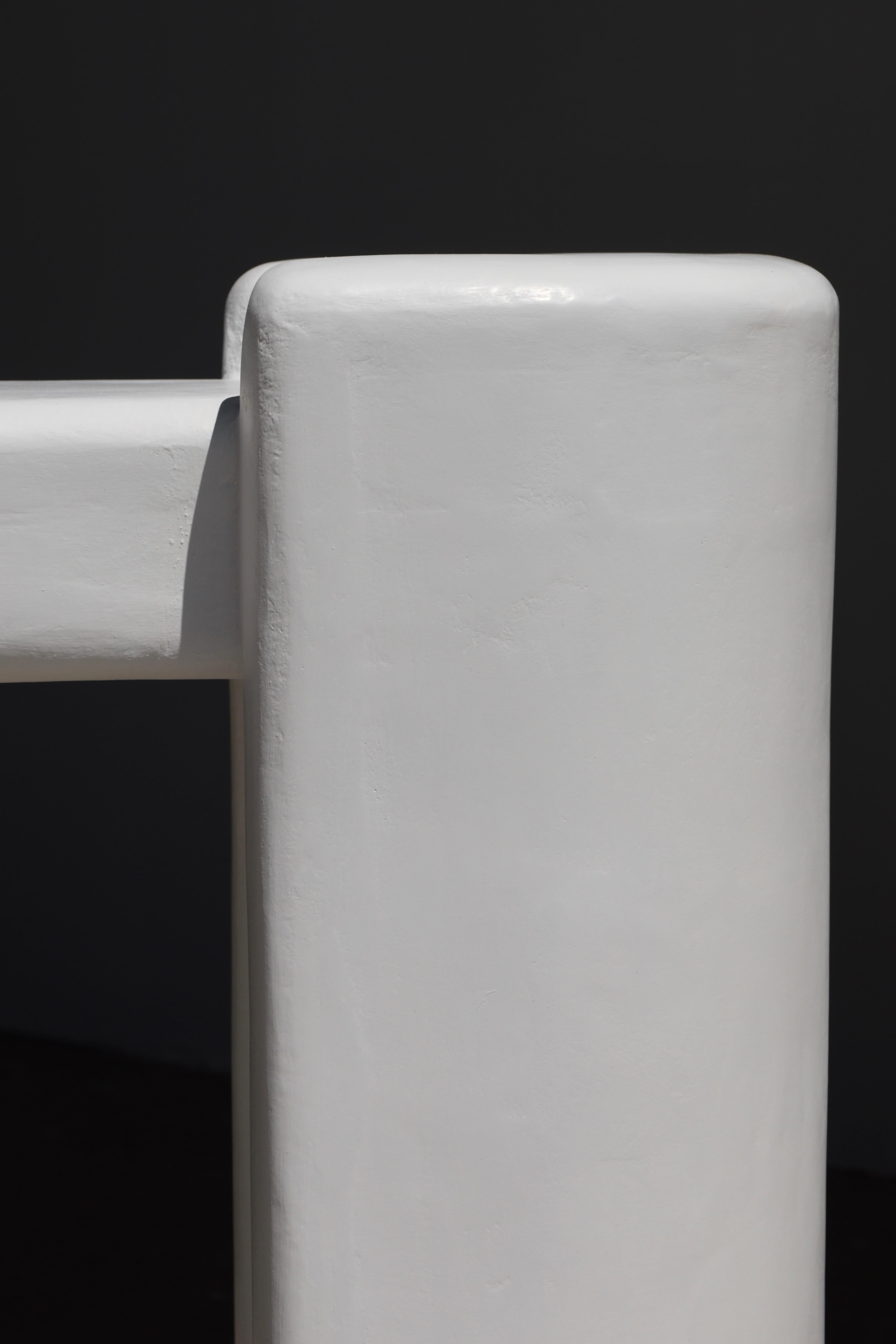 Contemporary sara sculptural plaster console in salt by öken house studios For Sale