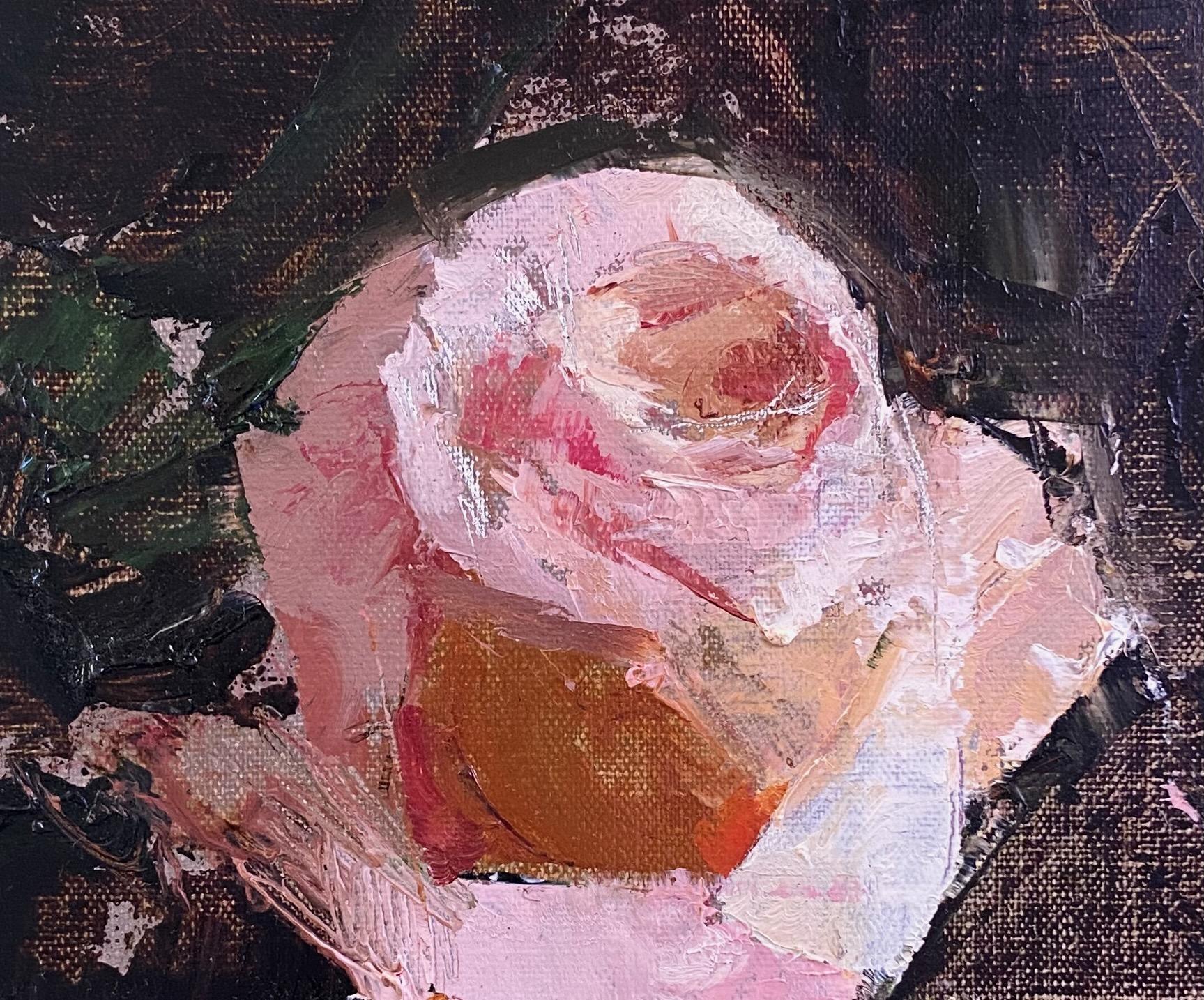 <p>Kommentare des Künstlers<br>Eine rosa Rose blüht vor einem dunklen Hintergrund. Dynamische Texturen entstehen durch den Einsatz verschiedener Werkzeuge, wie Sandpapier, Spachtel und Schwämme. Die Künstlerin Sara Sisun hat dieses Werk als