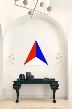 Sara Walton - Minimalist Abstract Painting "Excelsior"  Red Blue White