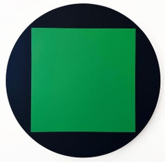 Sara Walton - Minimalist Abstract Painting "Green Compression"  Green Black 