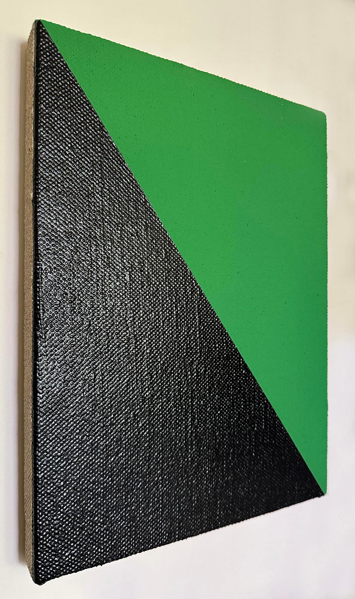 Sara Walton - Minimalistisches abstraktes Gemälde „Split Rail“ Grün Schwarz im Angebot 2