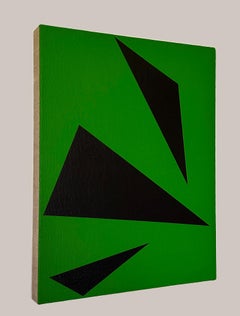 Sara Walton - Minimalist Abstract Painting "Three Points" Green Black