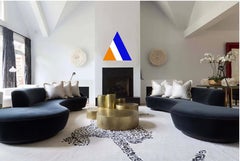 Sara Walton - Minimalist Abstract Painting "White Stripe"  White Orange Black