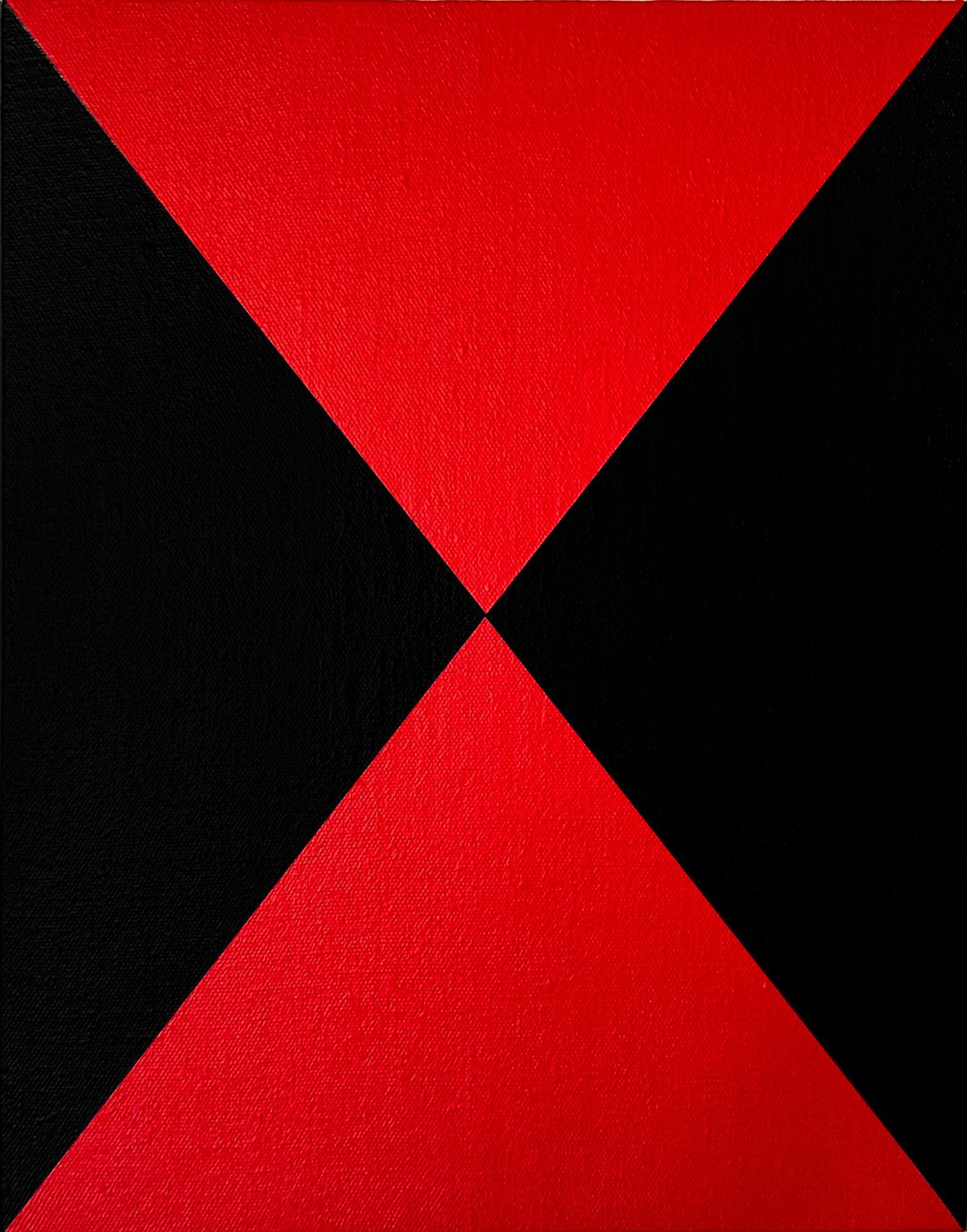 Sara Walton - Pittura astratta minimalista "Composizione X  Rosso Nero