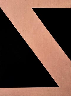 Sara Walton - Minimalist Abstract Painting "Zig"  Pink Salmon Black 