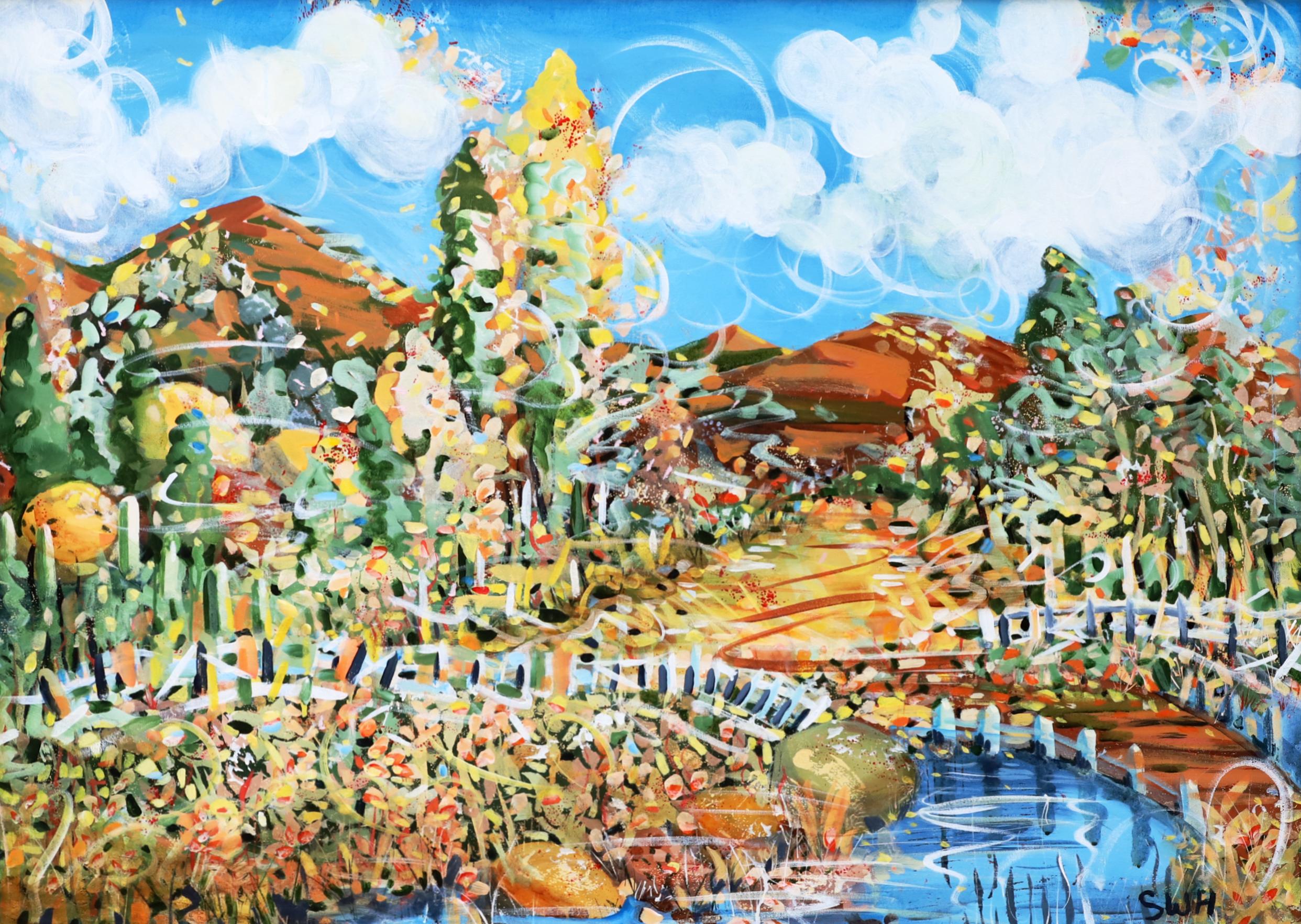 Summer Picnic Path - Abstract Mixed Media Art by Sara Ware Howsam