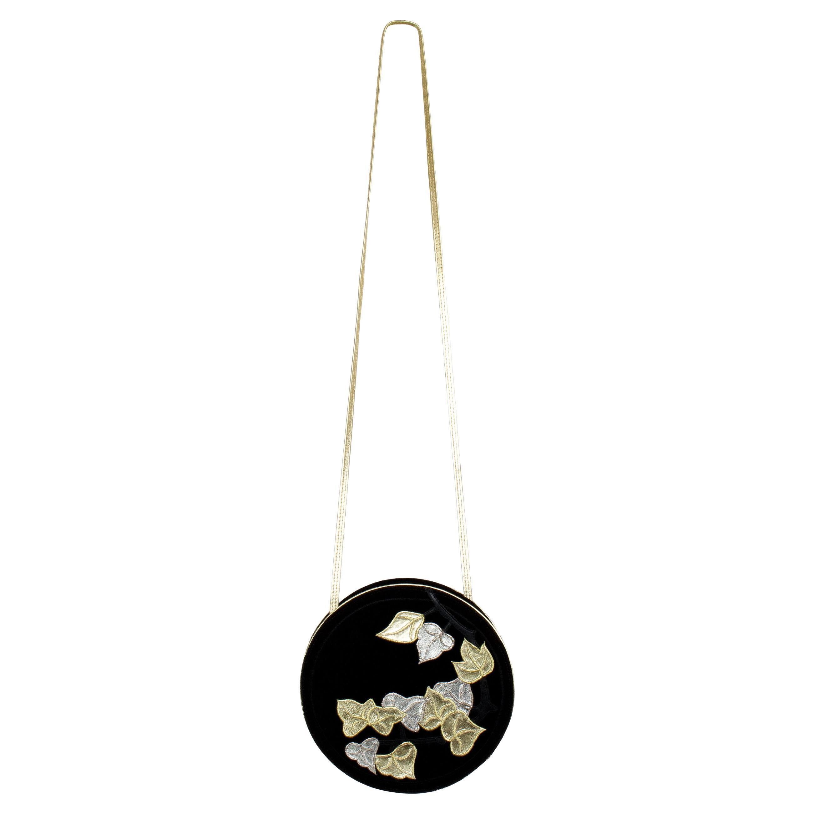 Sara Whyte Tasche - 1980er Jahre Vintage - Wildleder + Gold & Silber Lederblattdetails