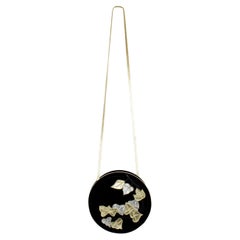 Sara Whyte Tasche - 1980er Jahre Vintage - Wildleder + Gold & Silber Lederblattdetails