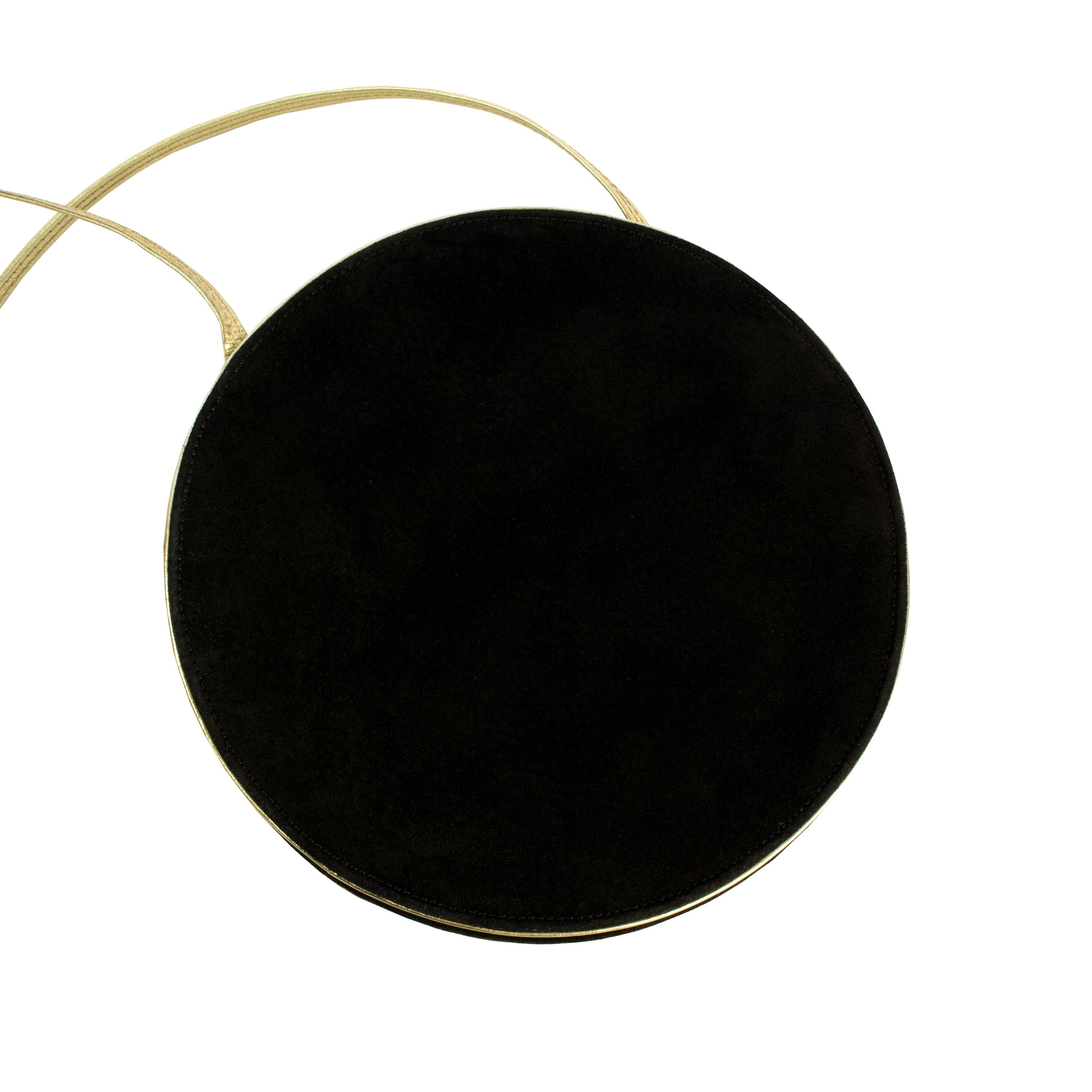 Noir Sac Sara Whyte des années 1980 - Daim + Détail de feuilles en cuir doré et argenté en vente