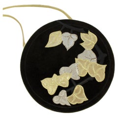 Sara Whyte Bag - 1980s Vintage - Suede + Gold & Silver Leather Leaf Detail