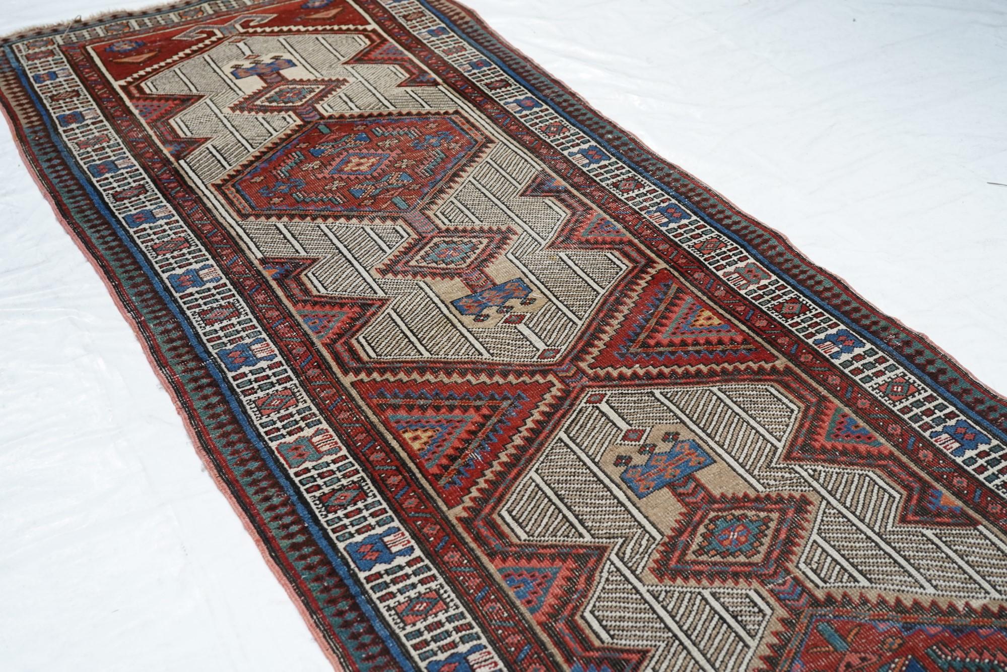 Antique Sarab Runner 3'2'' x 10'8'' For Sale 2