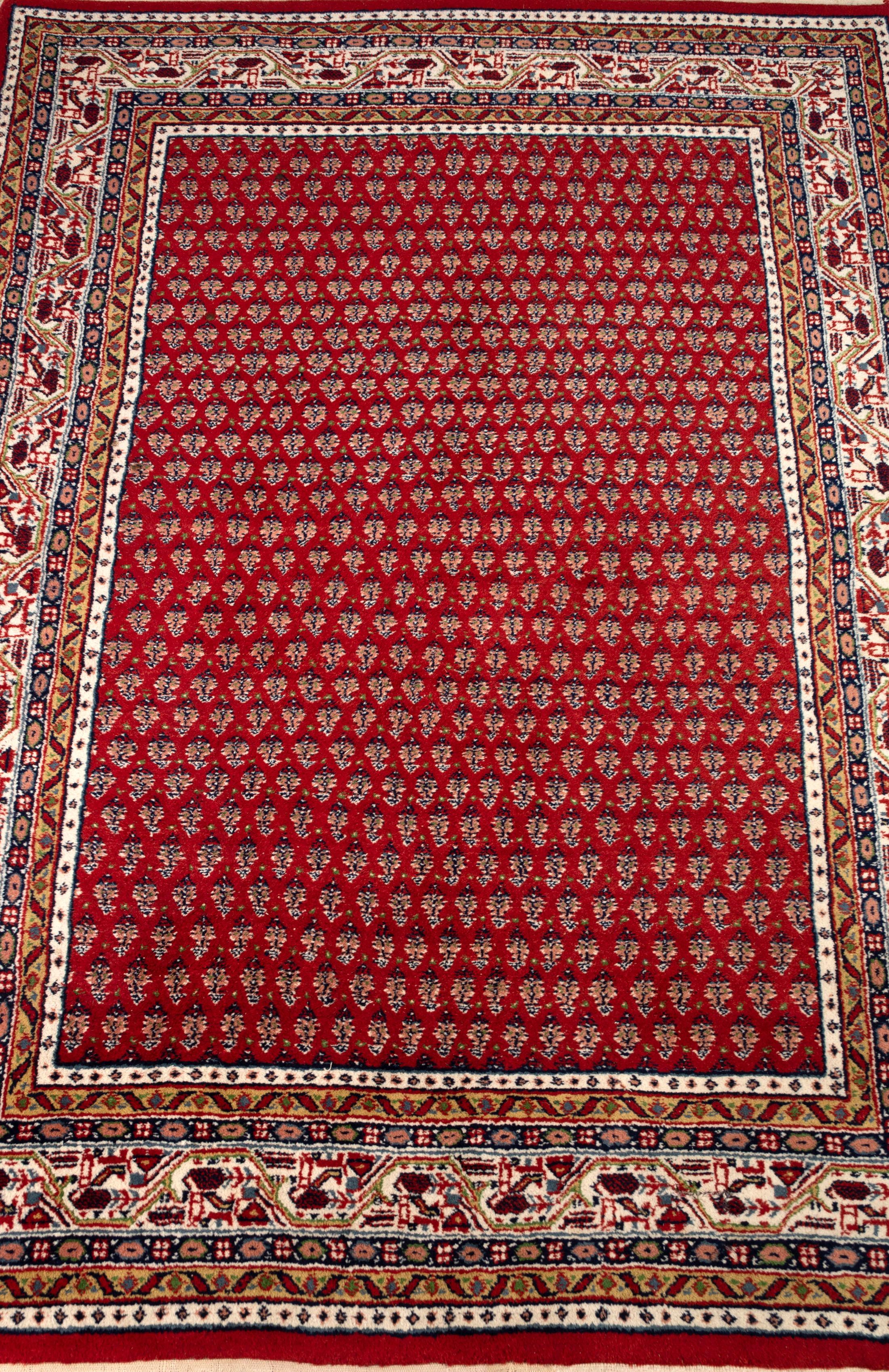 20th Century Saraband Mir Rug Red and Ivory, C.1980 For Sale