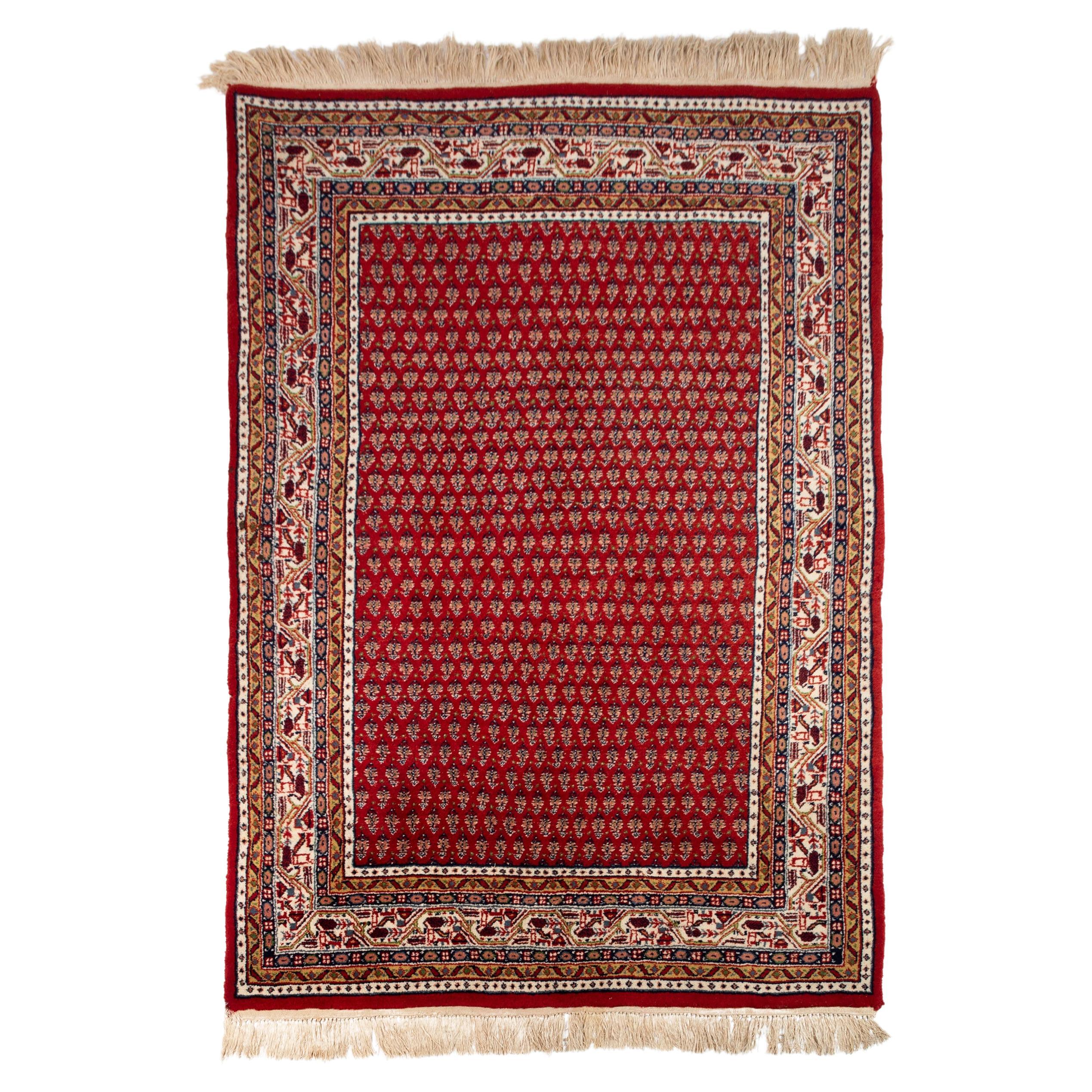 Saraband Mir Rug Red and Ivory, C.1980 For Sale