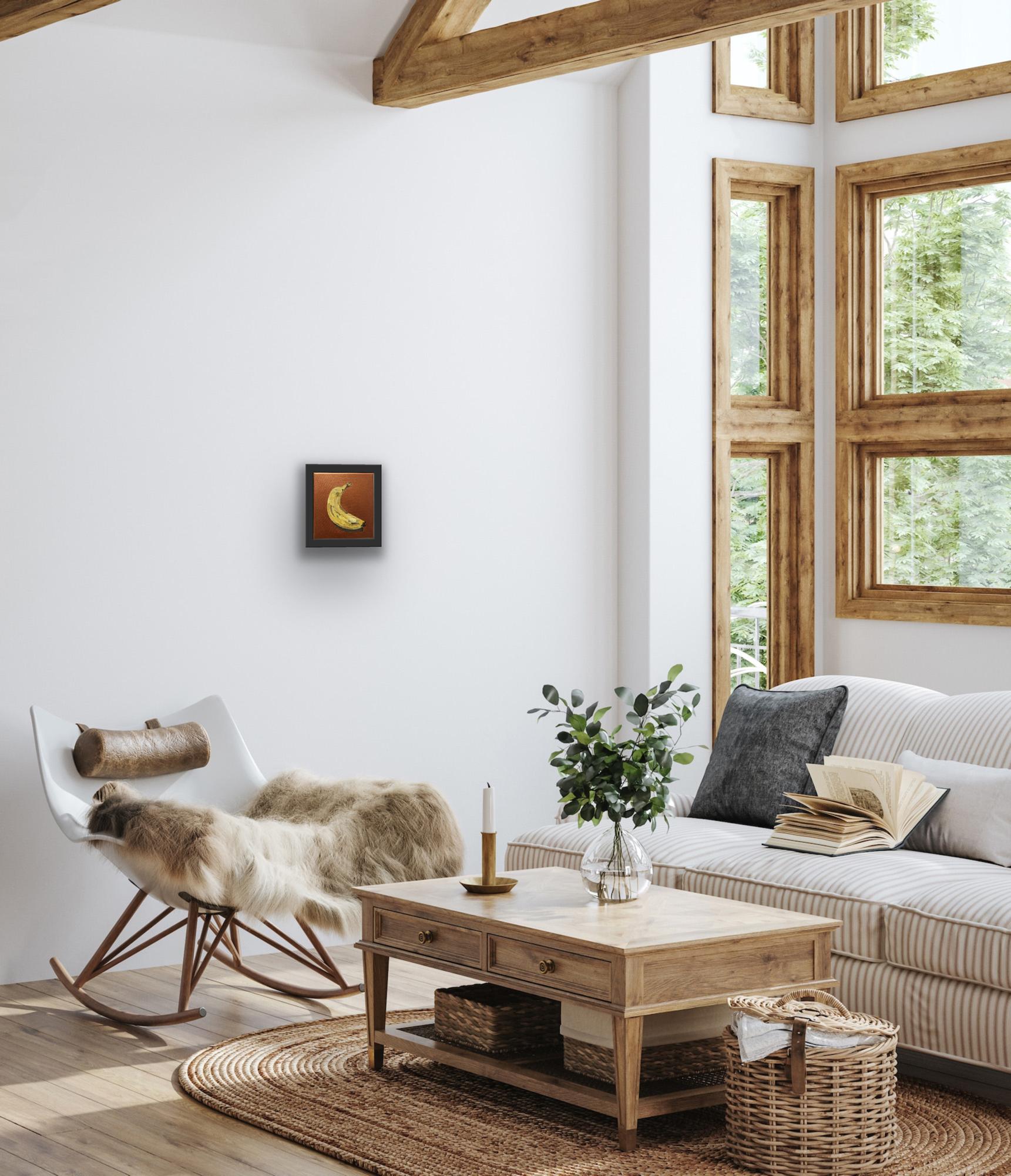 Ein kleines Quadrat, das eine reife Banane darstellt. Teil einer 