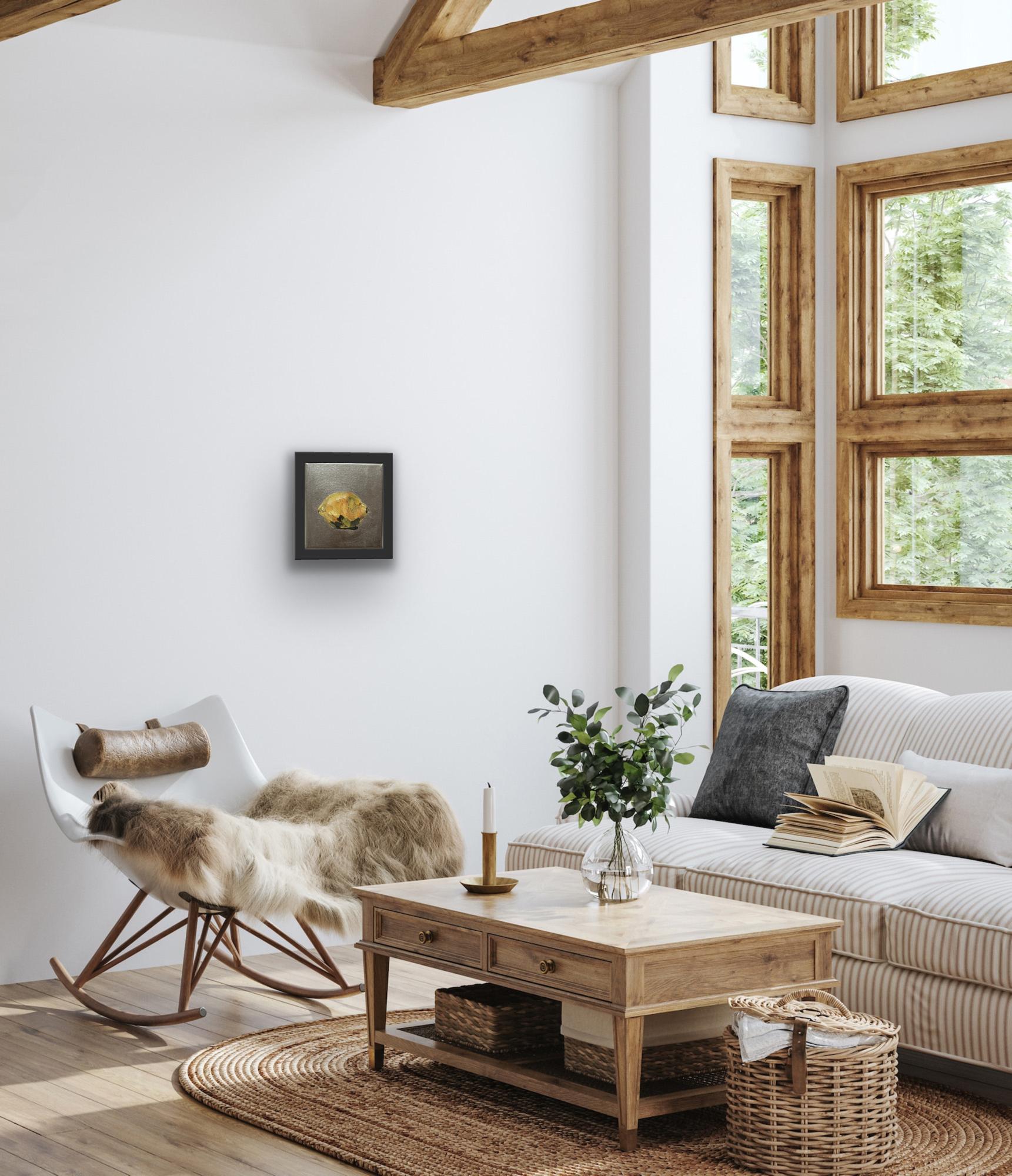 Petit carré représentant un citron mûr. Partie d'une série 