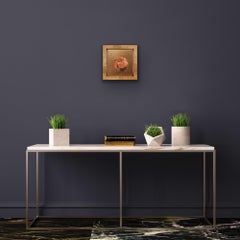 Dinky naranja sobre metálico, pintura original, bodegón, contemporáneo