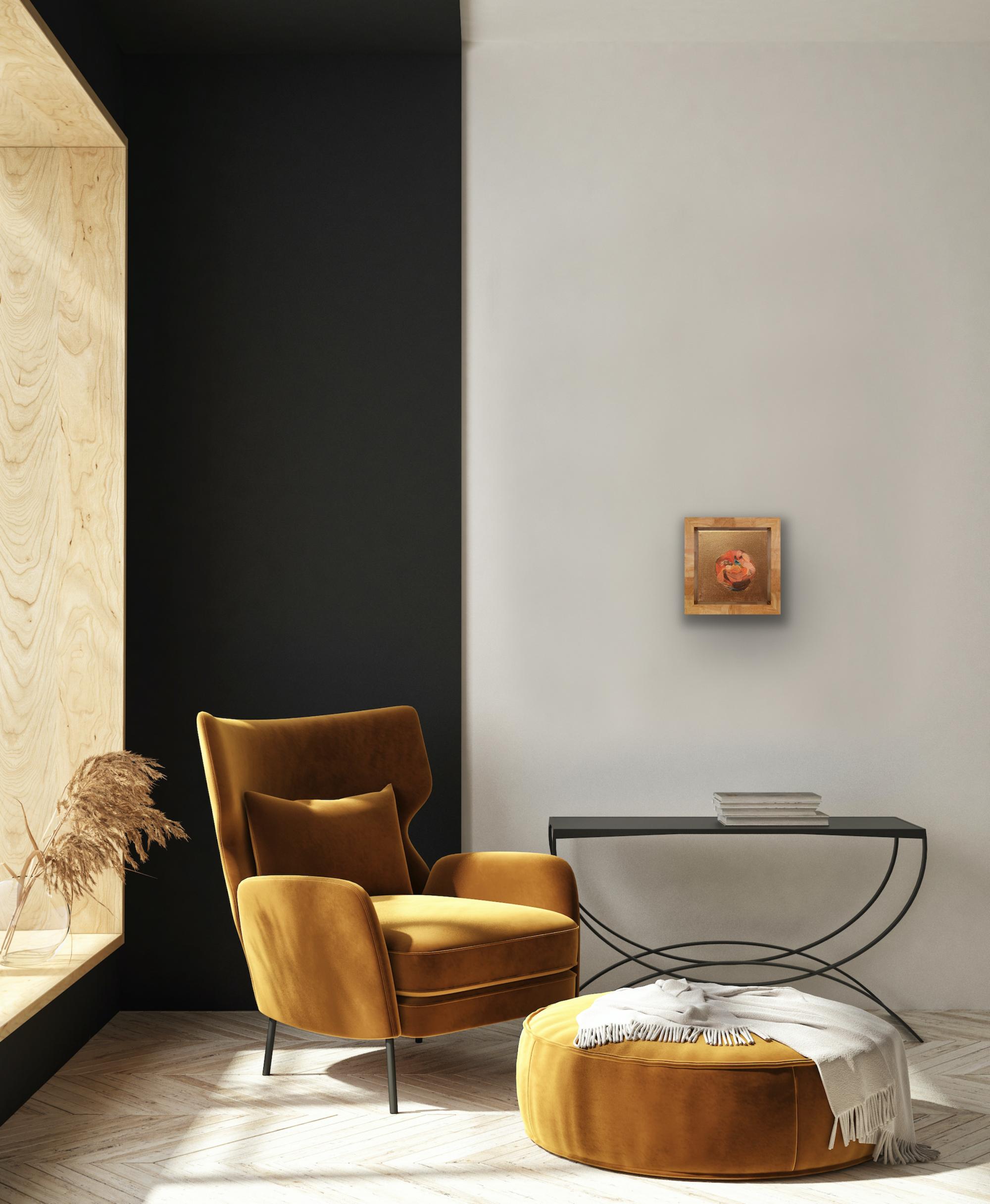 Dinky orange sur métal, peinture originale, nature morte, contemporaine en vente 1