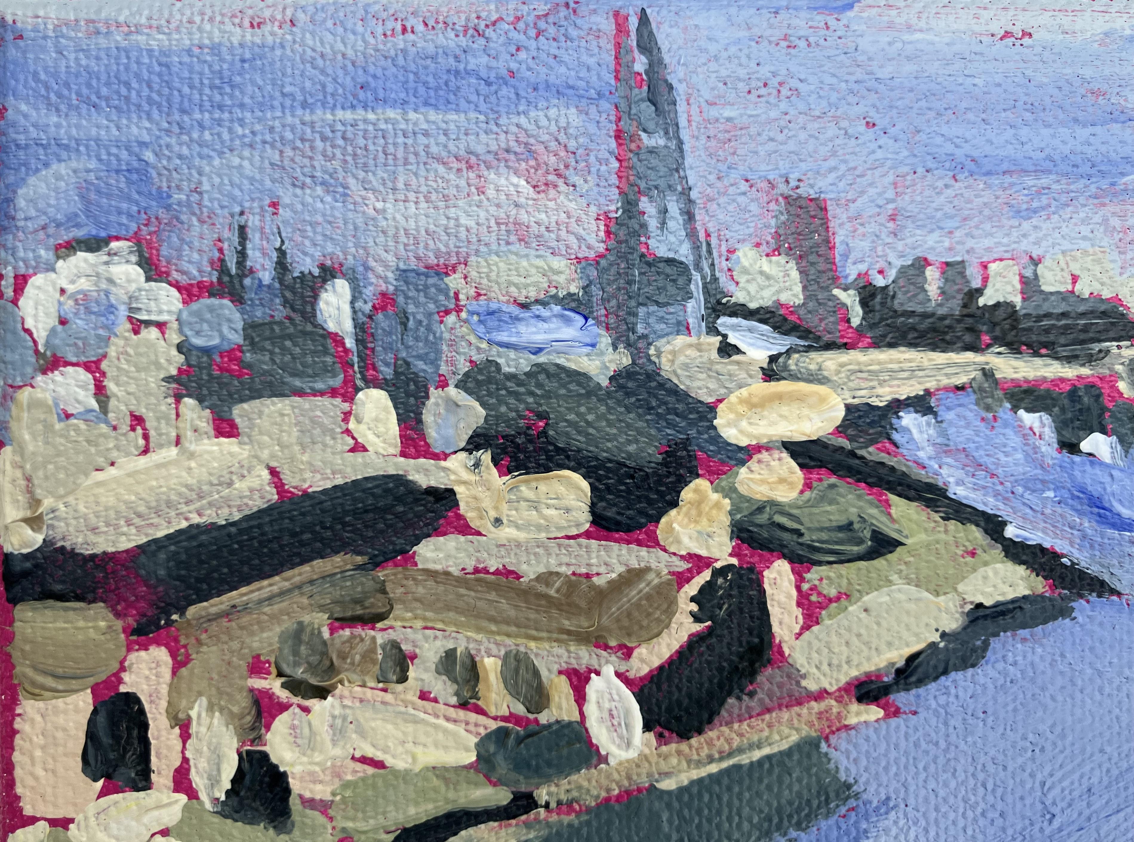 Vista panoramica dalla Stazione Elettrica di Battersea 1 - Painting di Sarah Adams