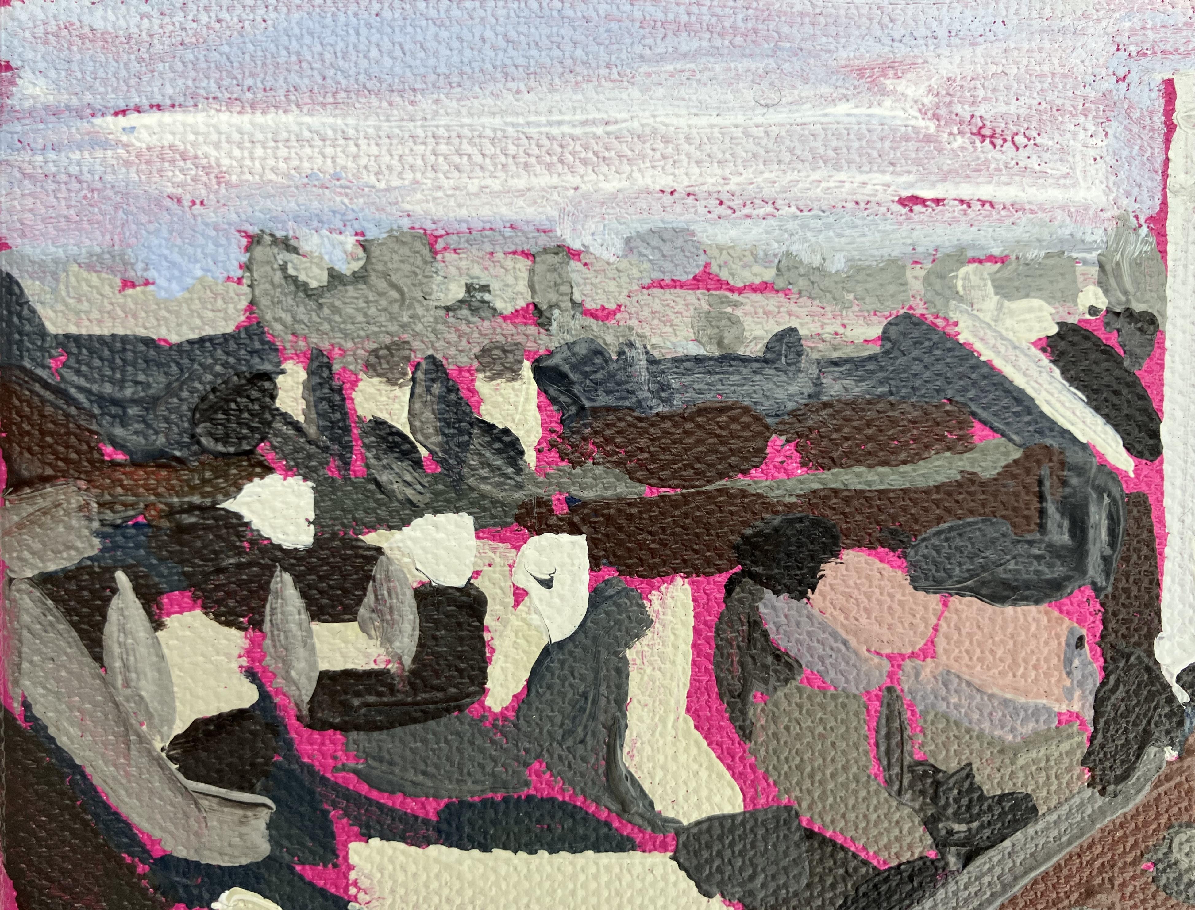 Vista desde la central eléctrica de Battersea 2 - Landscape Painting Gris de Sarah Adams