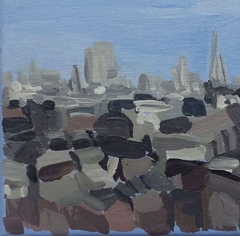 Sarah Adams Landscape Painting - Dinky view of London from Alexandra Palace, Original painting, London, Cityscape
