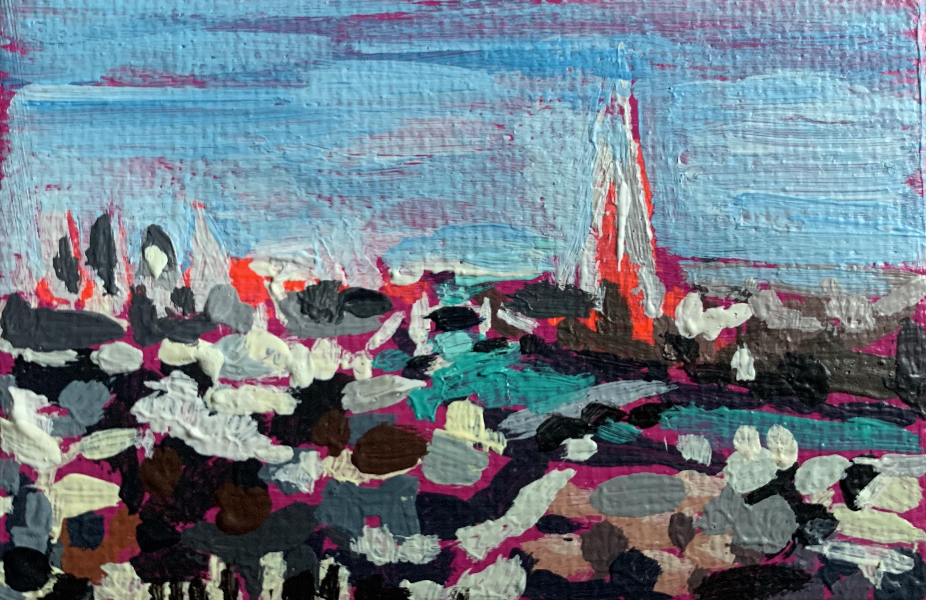 Dinky View of London from Centrepoint, Pintura original, Paisaje urbano - Painting de Sarah Adams