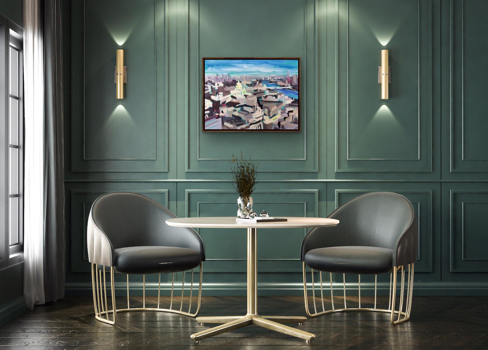 Electric Thames III  Peinture originale de Sarah Adams, Paysage urbain, Art de Londres en vente 3