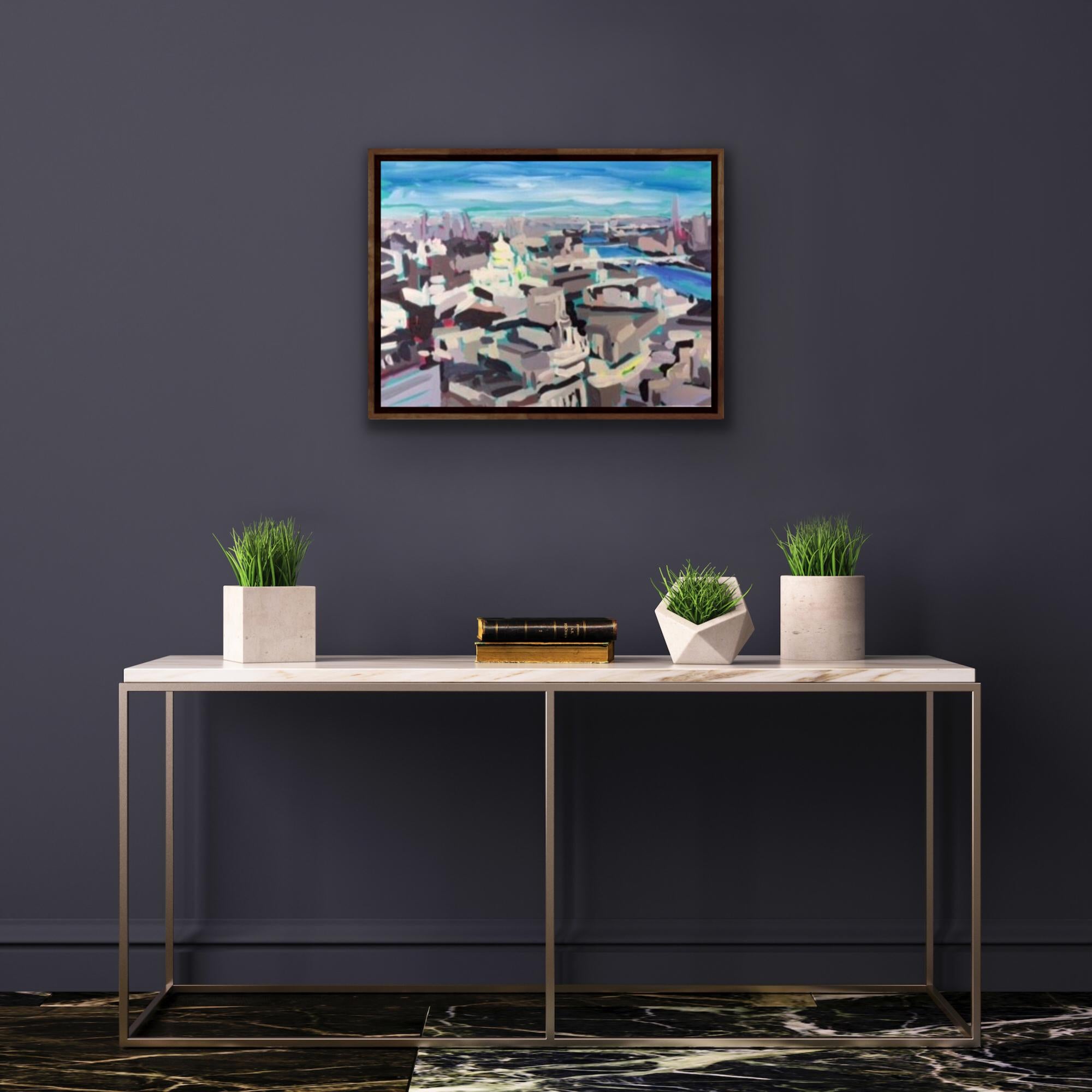 Electric Thames III  Peinture originale de Sarah Adams, Paysage urbain, Art de Londres en vente 4