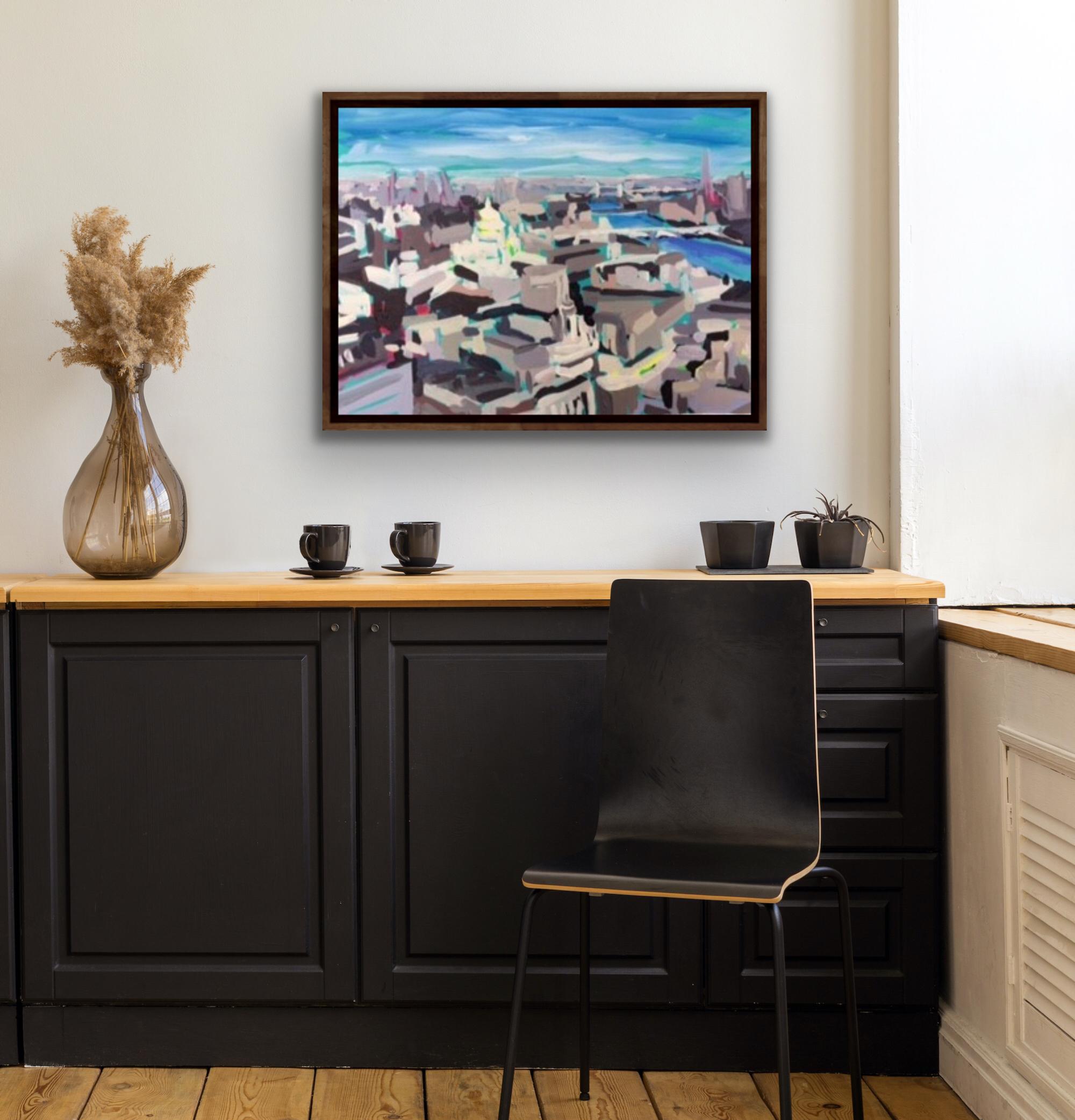 Electric Thames III  Peinture originale de Sarah Adams, Paysage urbain, Art de Londres en vente 5