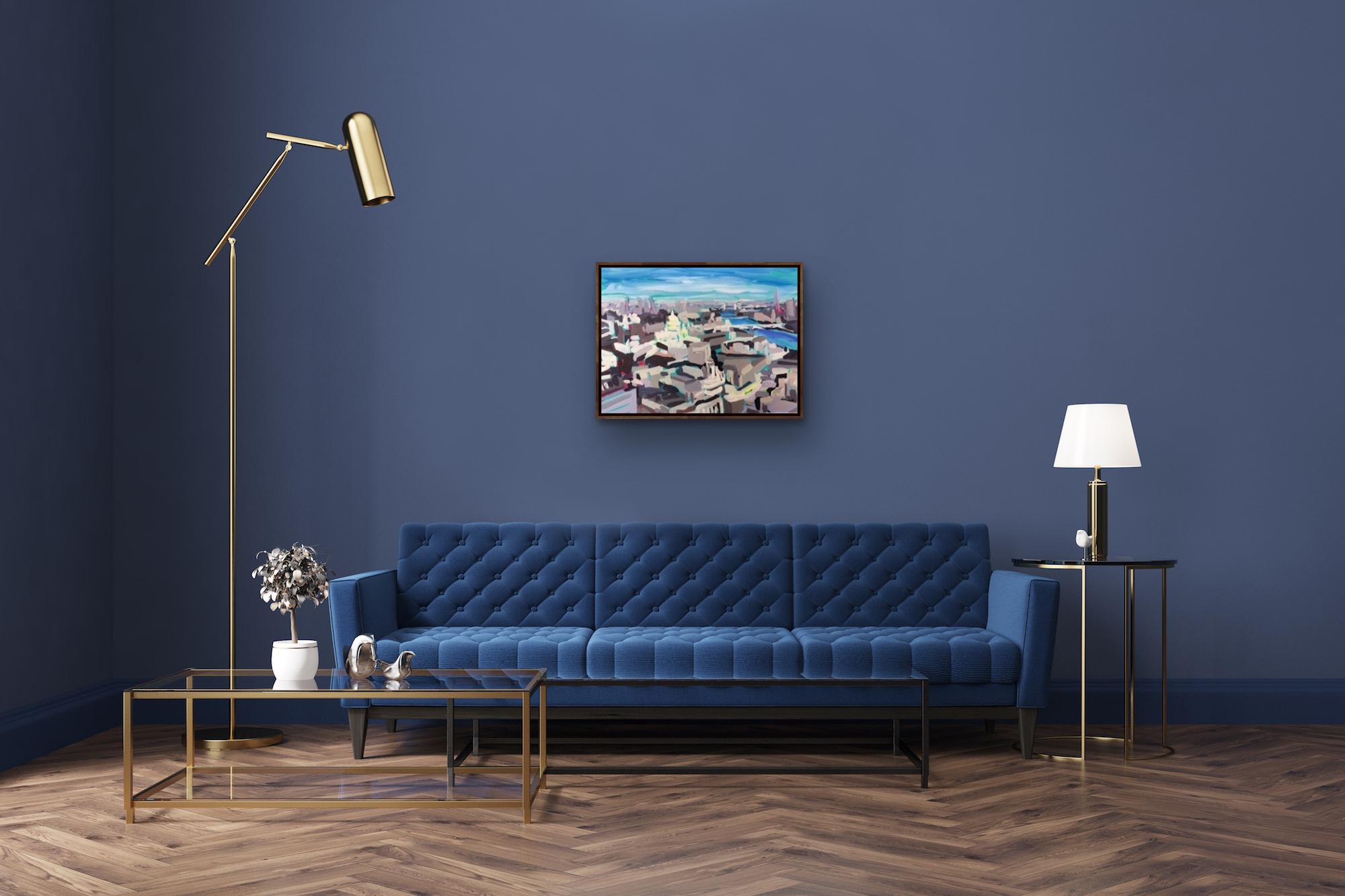 Electric Thames III  Peinture originale de Sarah Adams, Paysage urbain, Art de Londres en vente 6