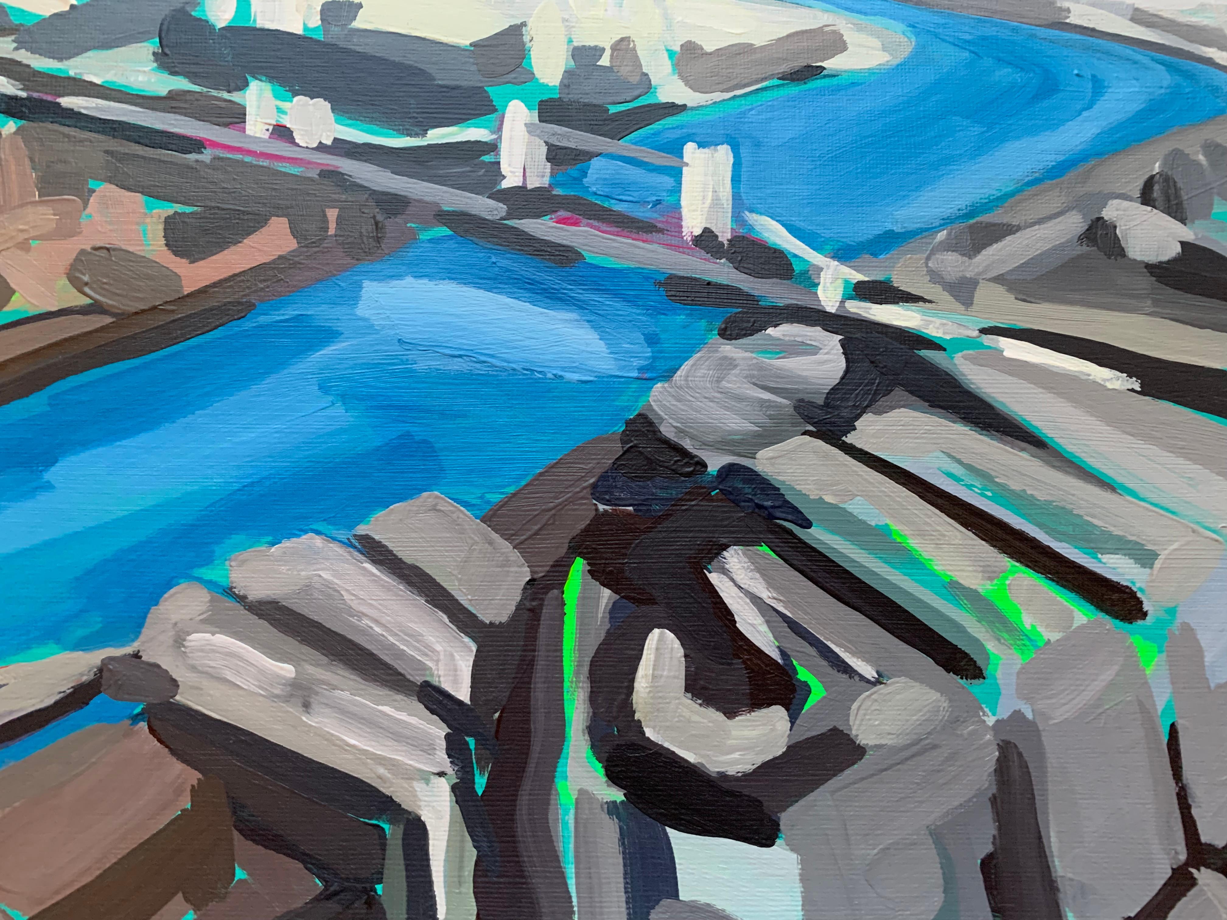Támesis Eléctrico VII, Pintura original, Londres, Paisaje urbano, Contemporáneo en venta 2