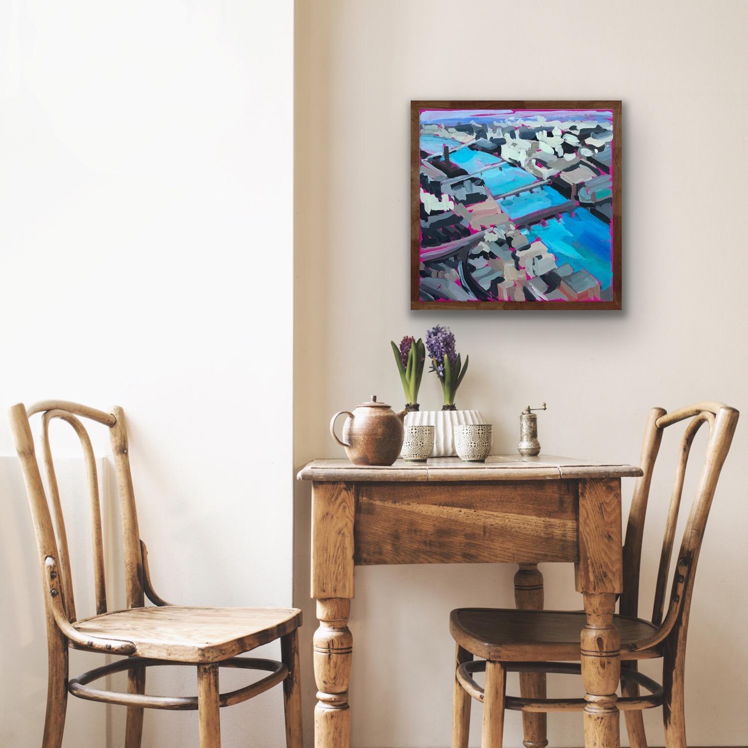 Támesis Eléctrico VII, Pintura original, Londres, Paisaje urbano, Contemporáneo en venta 5